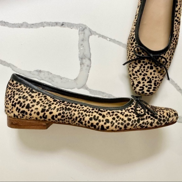 KAANAS Riga Square Toe Ballet Flat in Leopard Pony - Picture 1 of 7